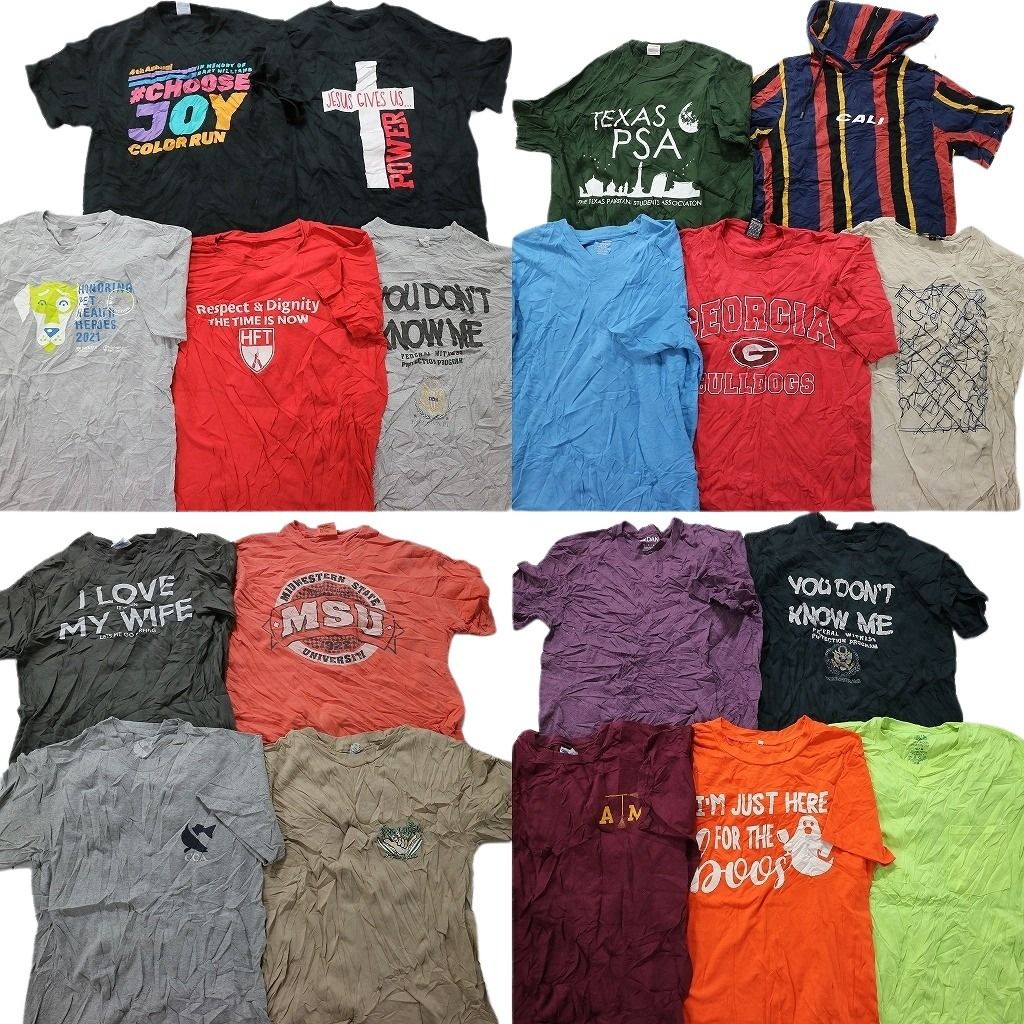 古着卸 まとめ売り カラーmix プリント 半袖Tシャツ 19枚セット (メンズ M ) 無地系 カレッジ系 ワンポイントロゴ MT7922