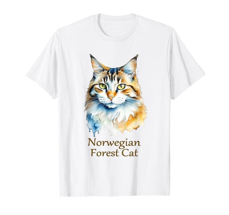 ノルウェージャンフォレストキャット 水彩画ポートレート2 T ノルウェージャンフォレストキャット 水彩画ポートレート2 T