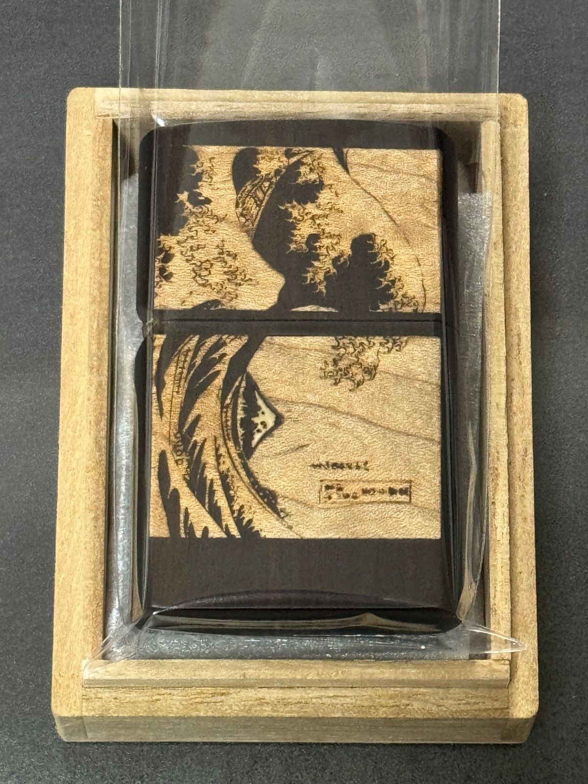 アイテム別 zippo 平安木象嵌 富士山 波 フルウッドジャケット 年代物 特殊加工品 ウッド デットストック シルバーインナー 1998年製 木箱 保証書