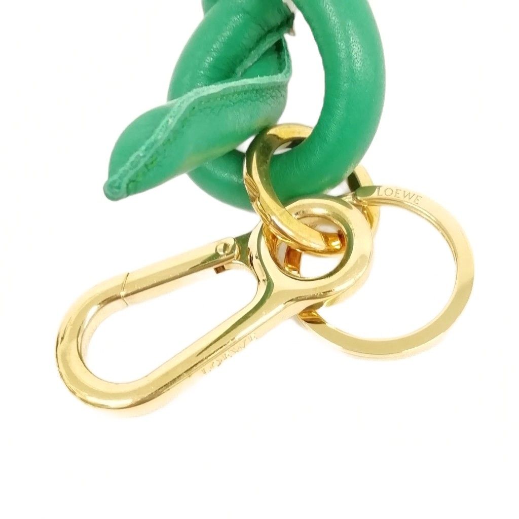 LOEWE ロエベ キーリング チャーム フラワーモチーフ　グリーン ロエベ LOEWE レザー フラワーチャーム キーホルダー キーリング