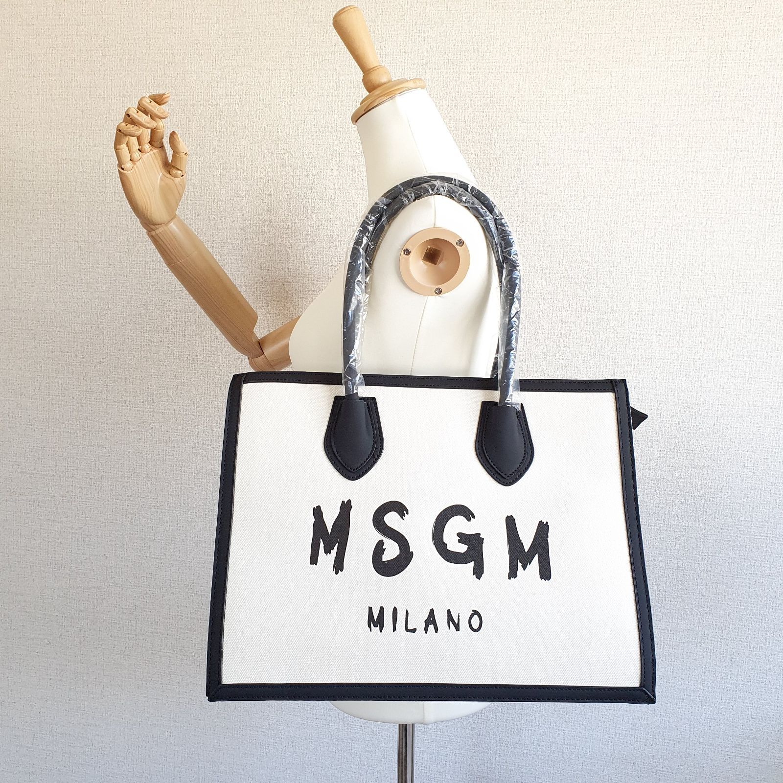 新品・未使用】MSGM KIDS ロゴ キャンバストートバッグ オフホワイト