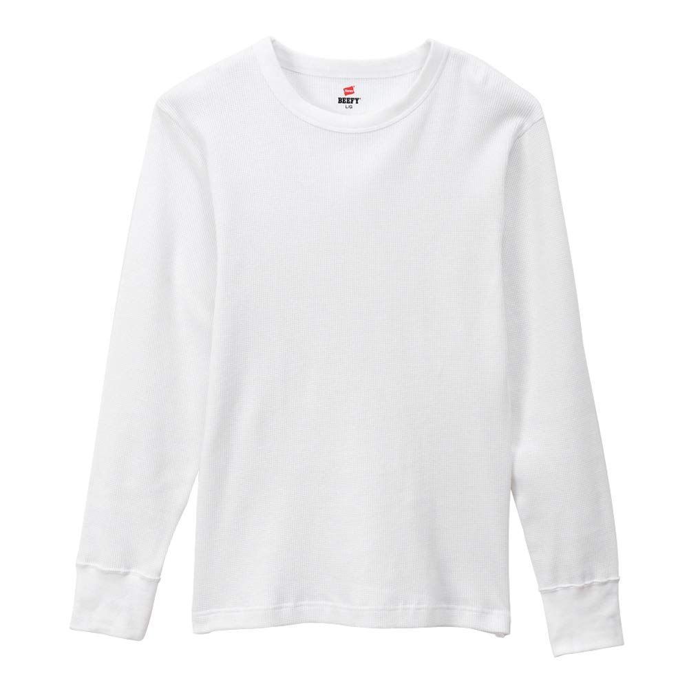 ロングTシャツ サーマル 防寒 あたたかい 丸首 長袖 無地 [ヘインズ] ワッフル Beefy サーマルクルーネックロングスリーブ HM4-Q103 メンズ