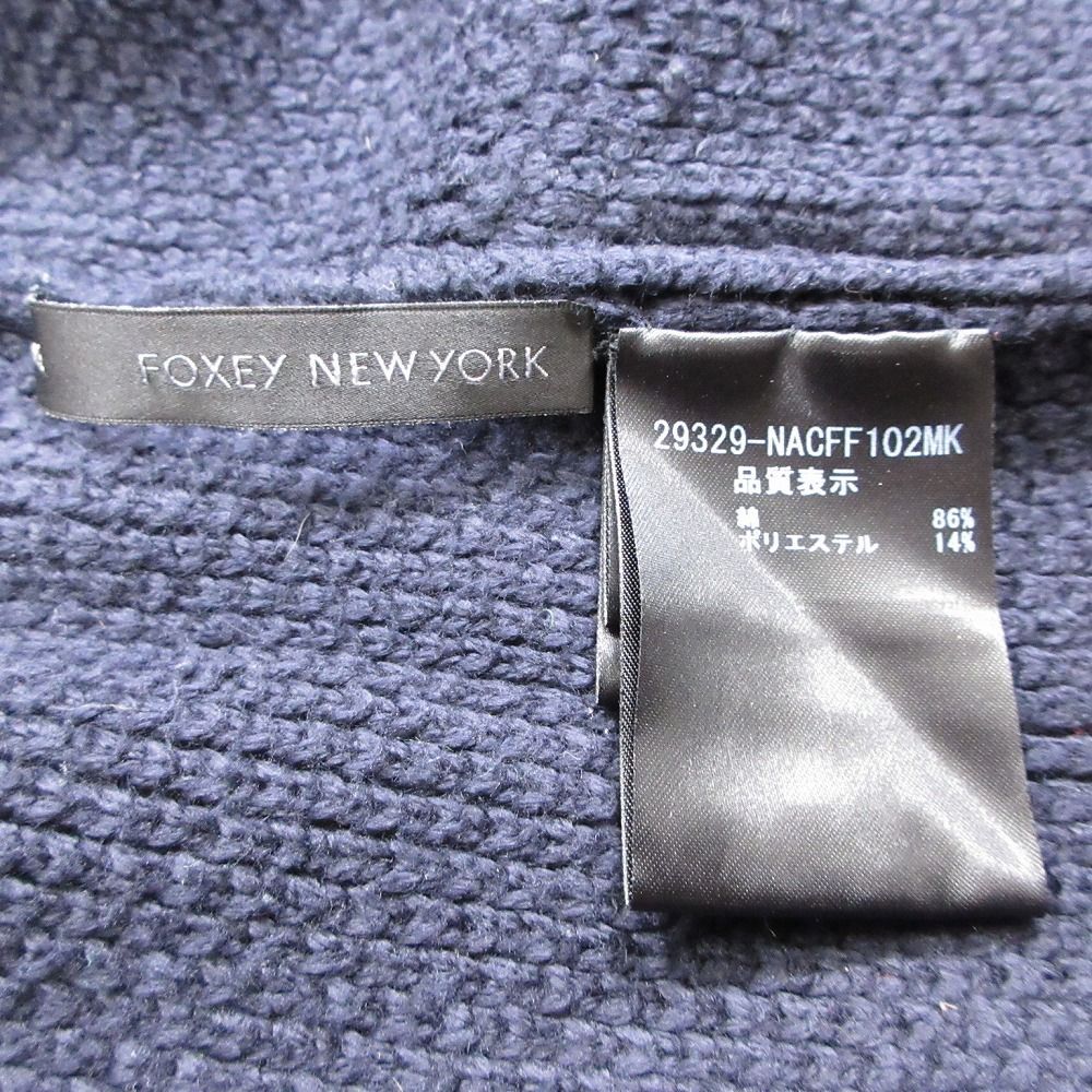 FOXEY NEW YORK フォクシー ニット ダブル コート カーディガン コーディガン サイズ40 M ネイビー レディース 【中古】 FOXEY NEW YORK フォクシー ニット ダブル コート カーディガン