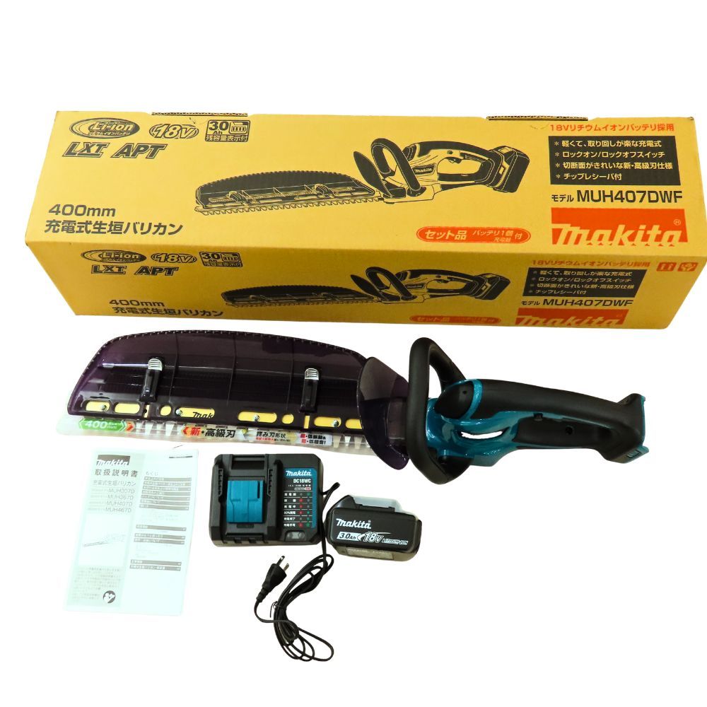 Makita マキタ 充電式生垣バリカン MUH407DWF 400mm 18V 軽量モデル 高速カット バッテリー 充電器付 ♥ 開封済み A2503504