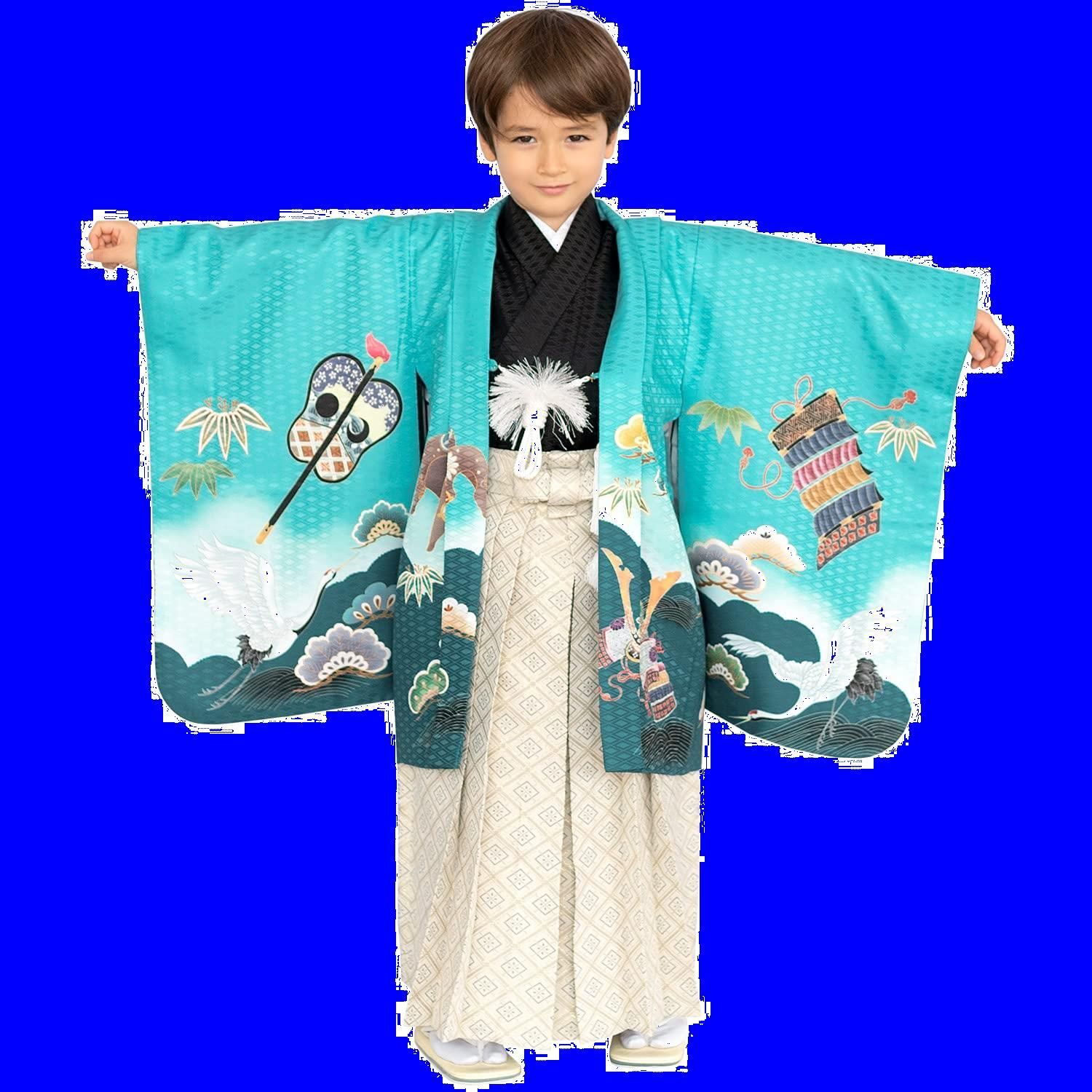 七五三 753 男の子 5歳 フルセット 鷹 袴 着物 羽織 前撮り 箱あり 七五三