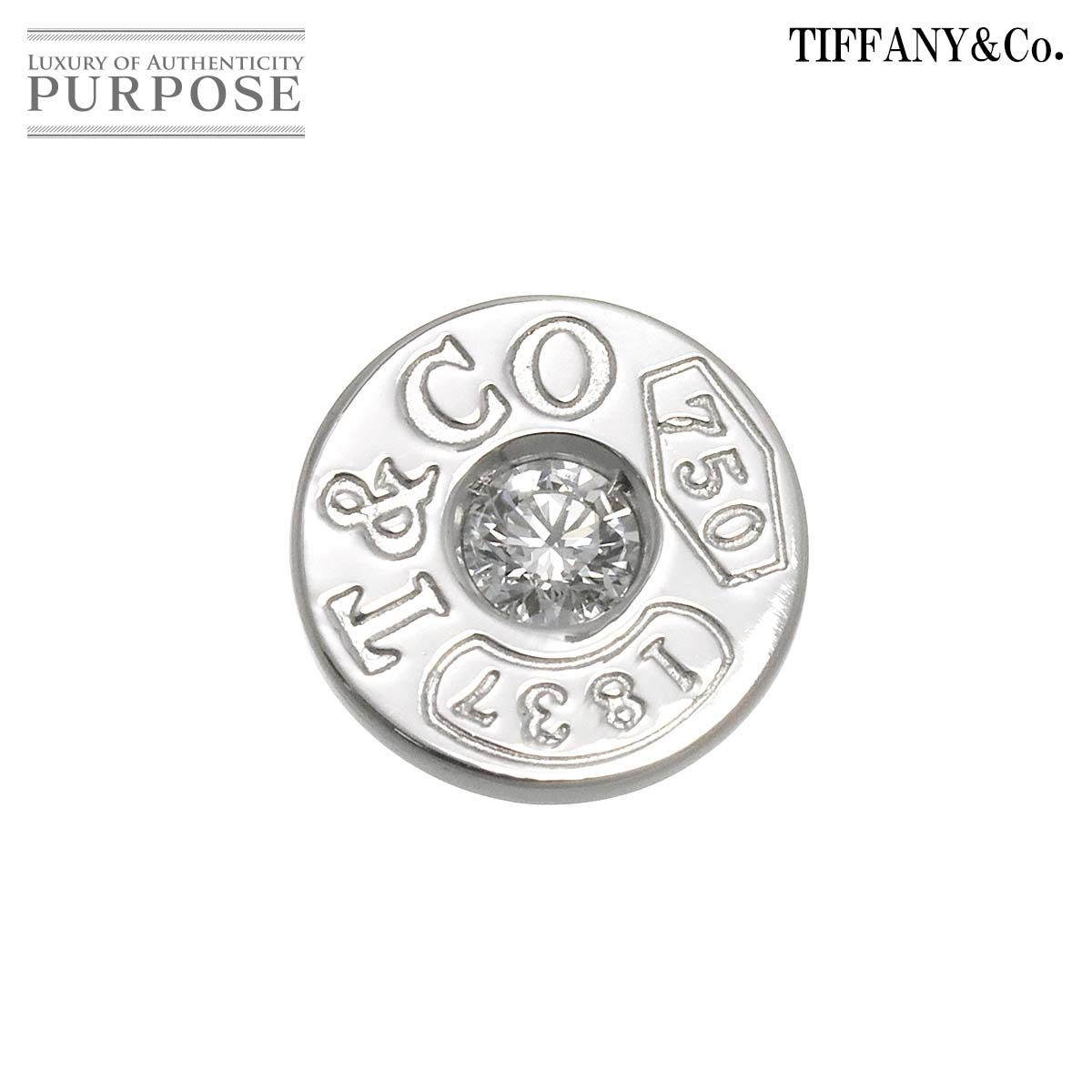 ティファニー TIFFANY-Co. 1837 サークル ダイヤ ピアス K18 WG ホワイトゴールド 750 片方のみ 片耳Earring Pierced 90276139