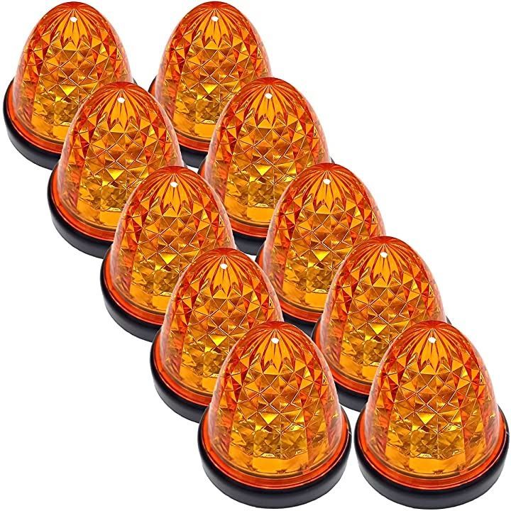 Customize カスタマイズ 24V トラック用 LED マーカーランプ サイド クリスタルカット仕様 16LED 汎用 イエロー/レッド/ホワイト/アンバー 各色( オレンジ，  10個)