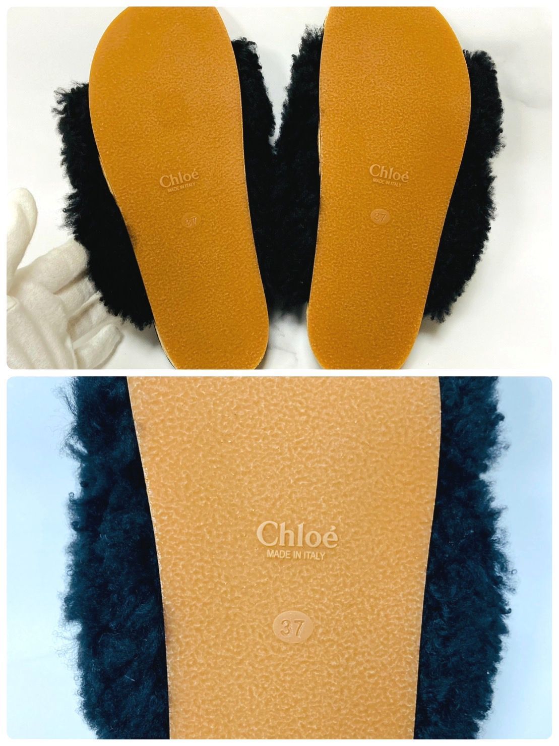 専用✴︎クロエ ムートン Chloe ファーフラットサンダル ブラック 黒 35 専用✴︎クロエ ムートン Chloe ファーフラットサンダル
