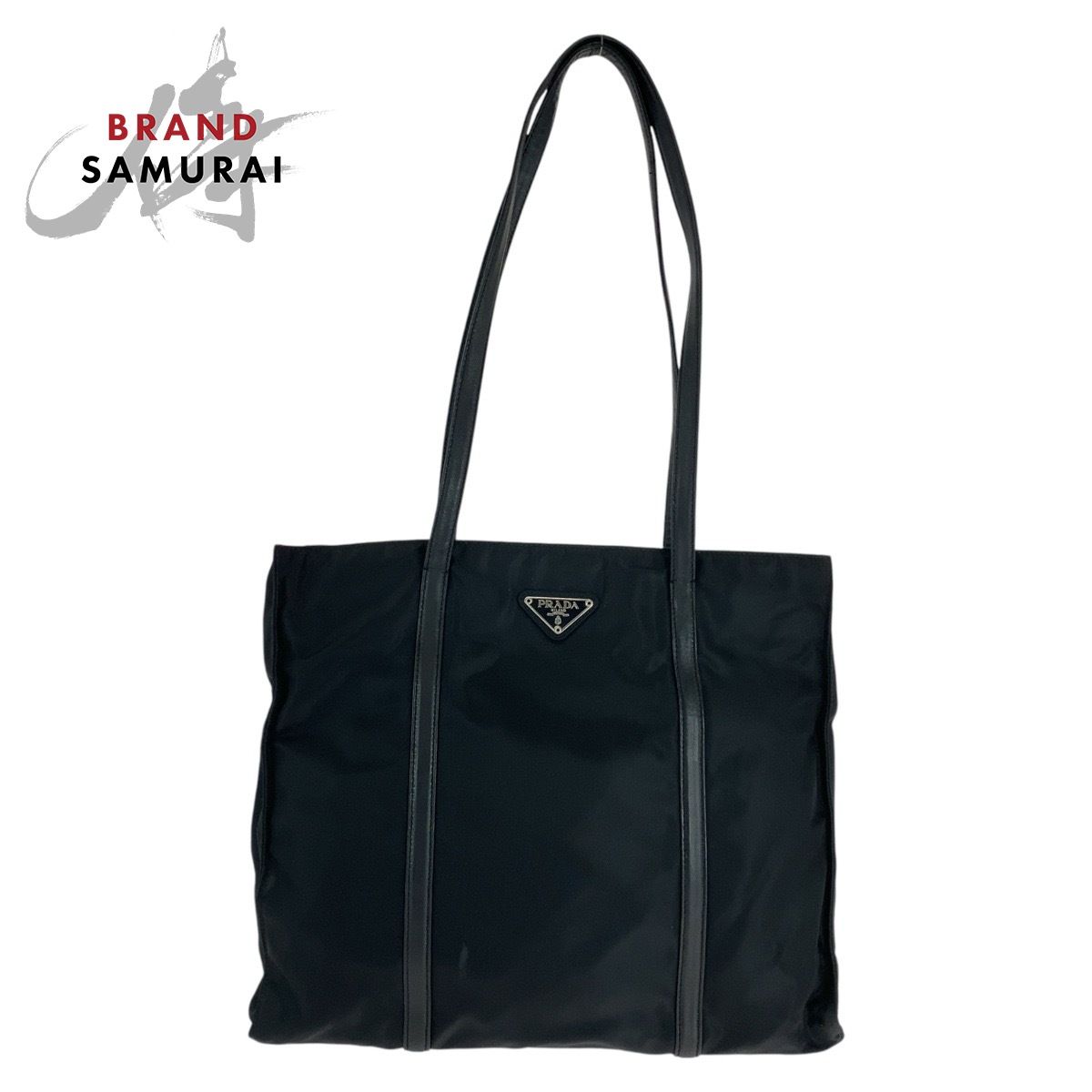 PRADA プラダ テスート 三角ロゴプレート ブラック 黒 シルバー金具 