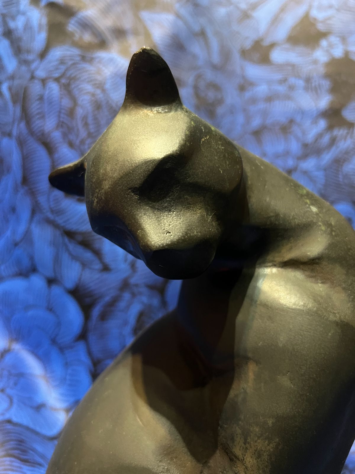 ショップ 猫 ブロンズ像 CAT 銅像 高さ26cm 約4.6kg アンティーク 黒猫