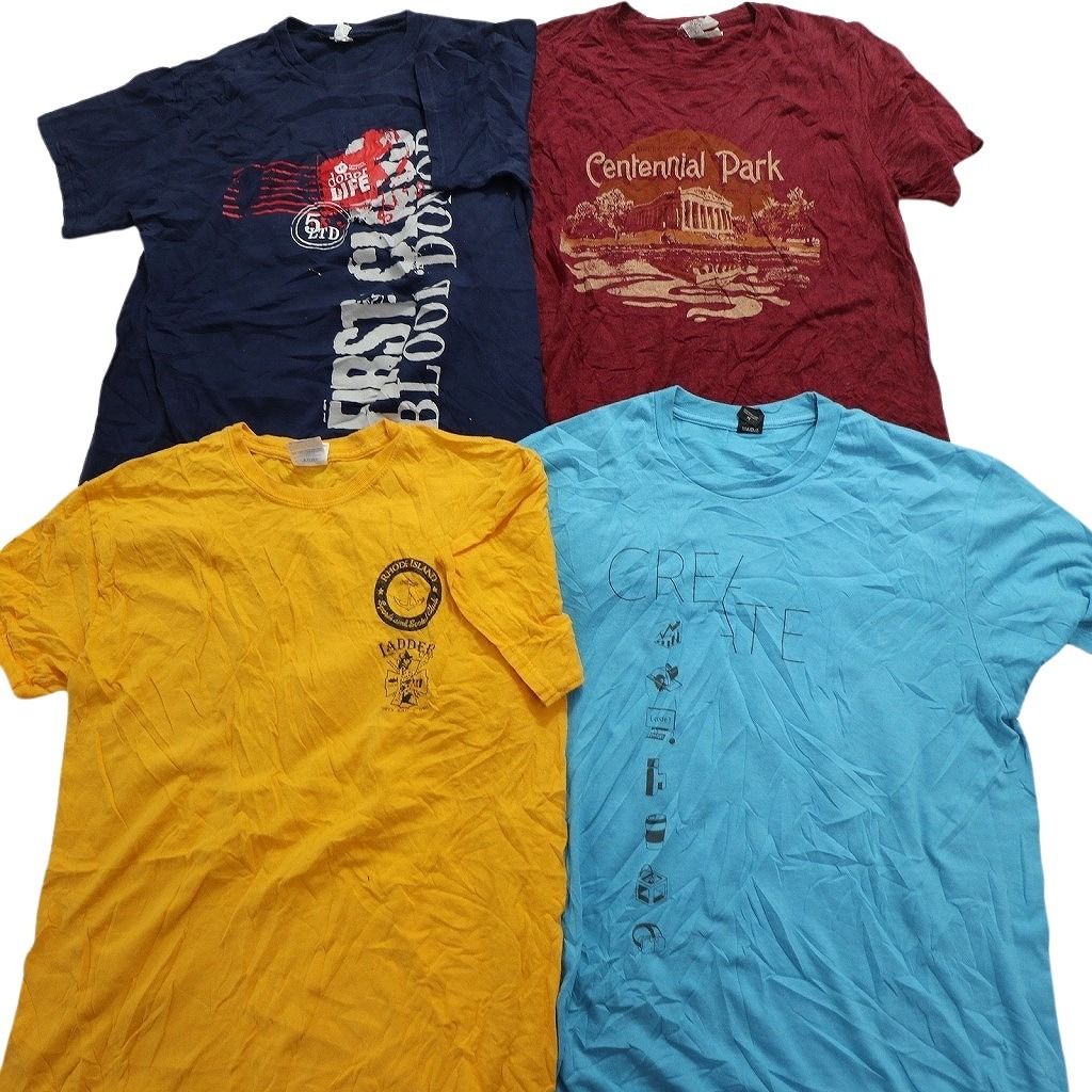 古着卸 まとめ売り カラーmix プリント 半袖Tシャツ 18枚セット (メンズ ) ワンポイント 英字ロゴ イラスト ボーダー柄 MS2919