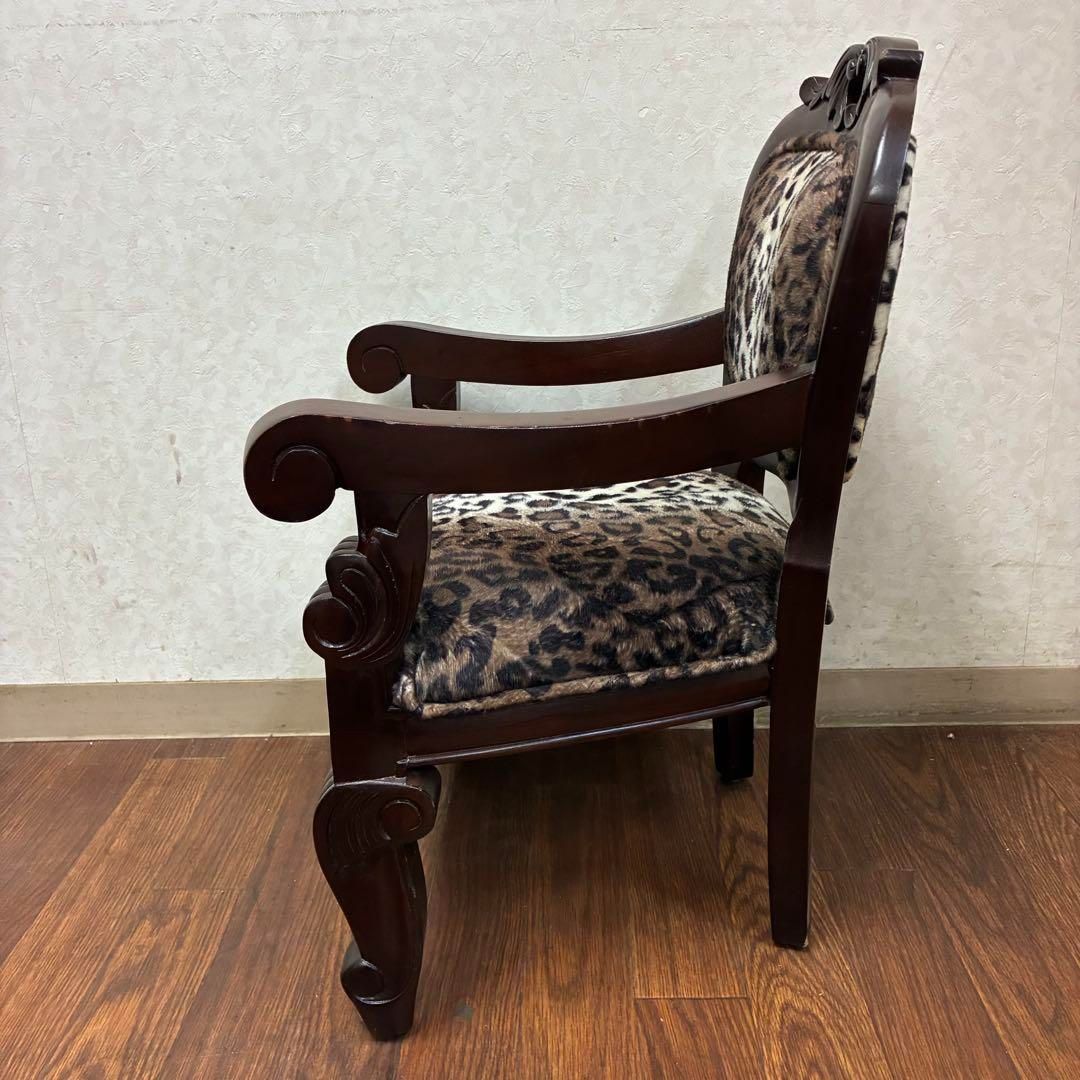 レオパード アンティーク調 チェア 子供用 ヒョウ柄 アニマル柄 椅子