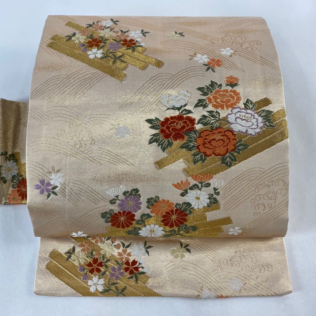 名古屋帯 優品 花筏 波 箔 金糸 金色 正絹 【中古】 - メルカリ
