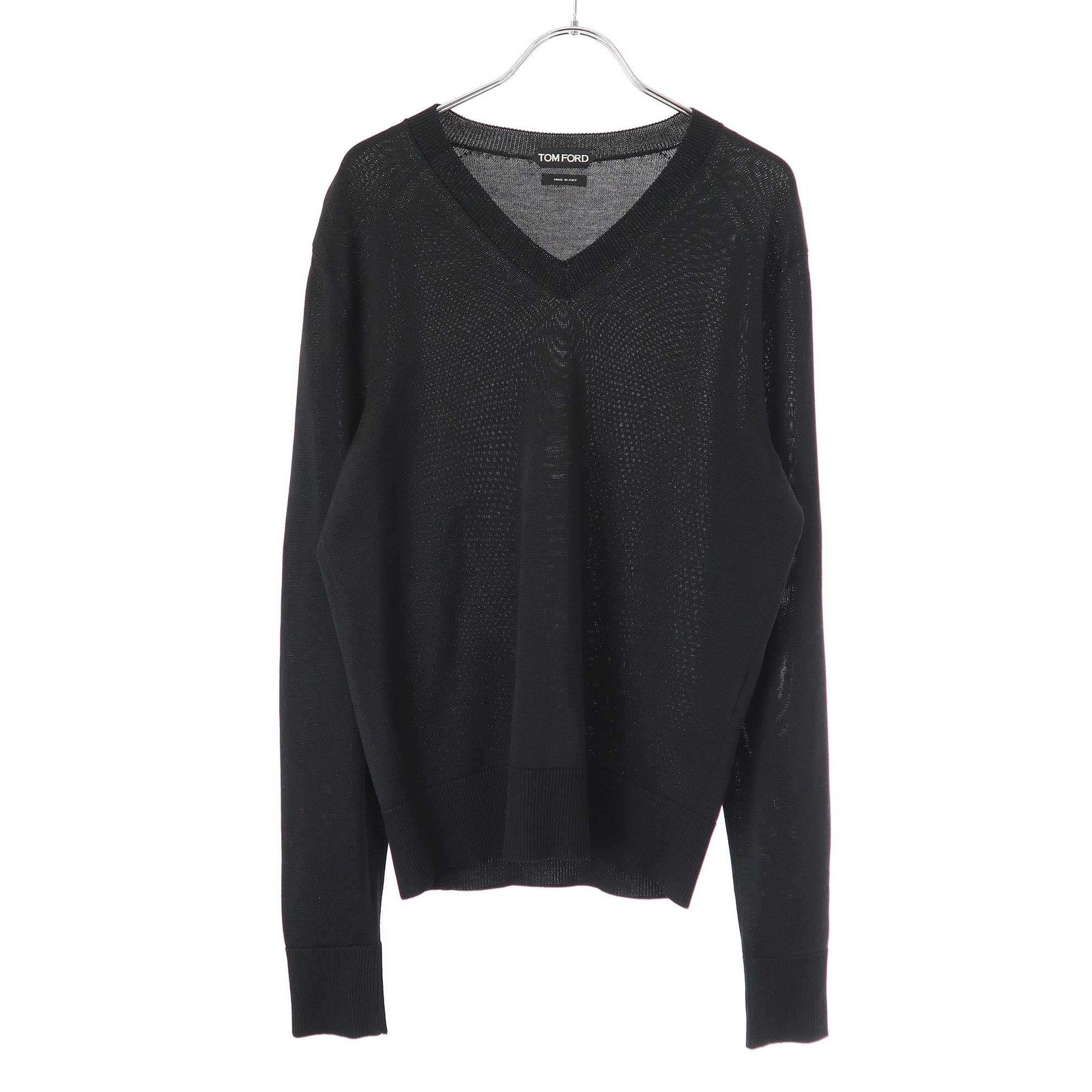 TOM FORD トム フォード Vネックシルクニットセーター ブラック 46 