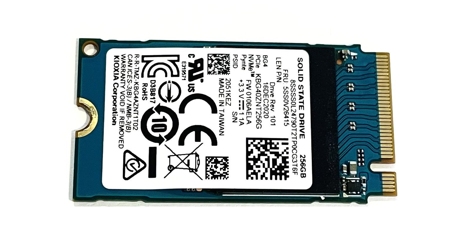 Oemgenuine Kioxia 256GB M.2 PCI-e NVME SSD 内蔵 5SS0V26415