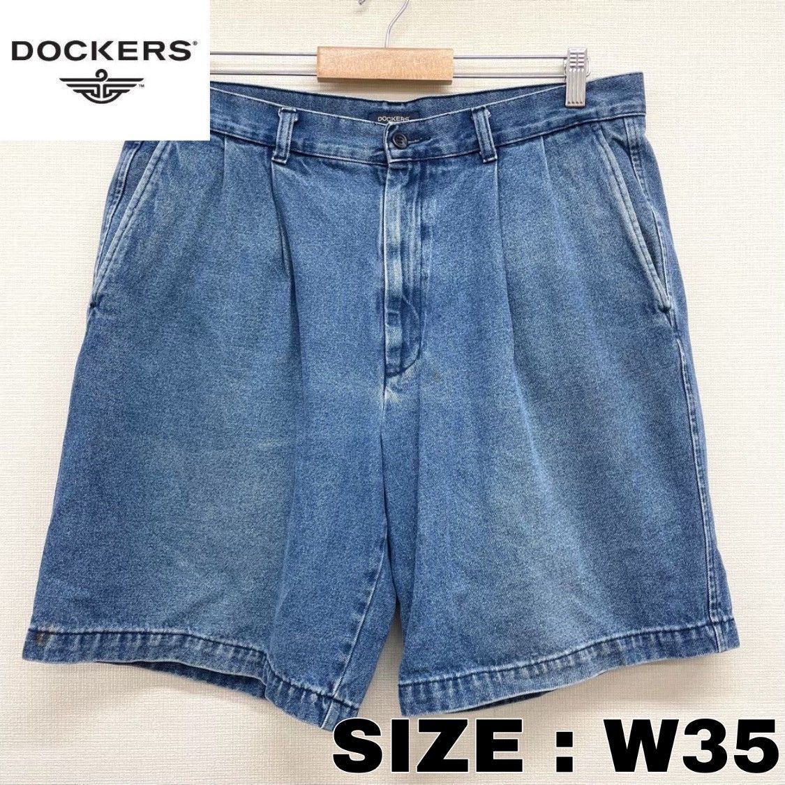 DOCKERS 36インチ ツータック デニム ショーツ ドッカーズ 2タック 90s USA製 DOCKERSドッカーズ ツータック デニム トラウザーズ