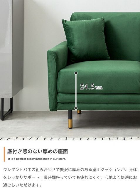 Ami 2人掛けコンパクトベロアソファ