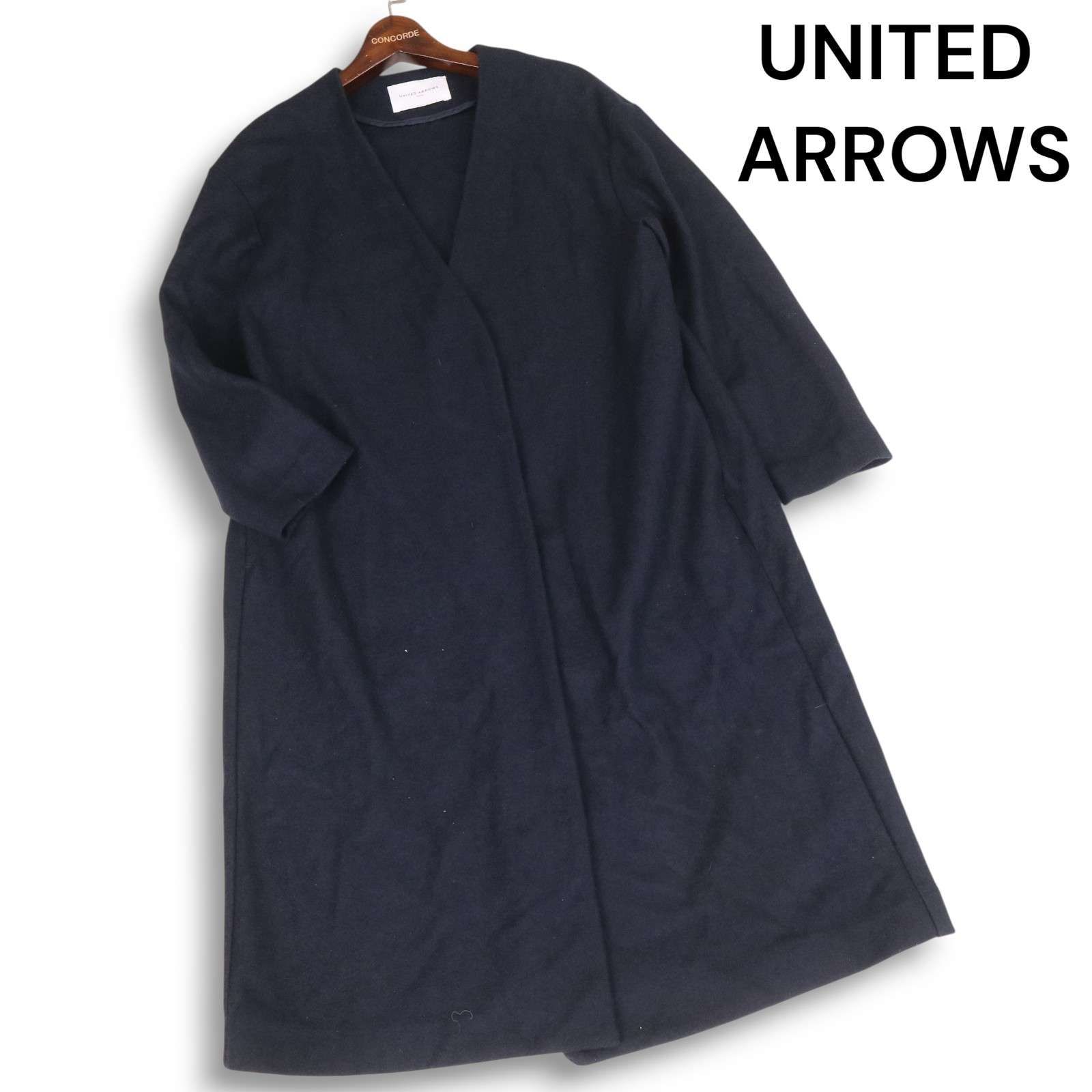 UNITED ARROWS ユナイテッドアローズ 秋冬☆ ノーカラー ウール ロング 