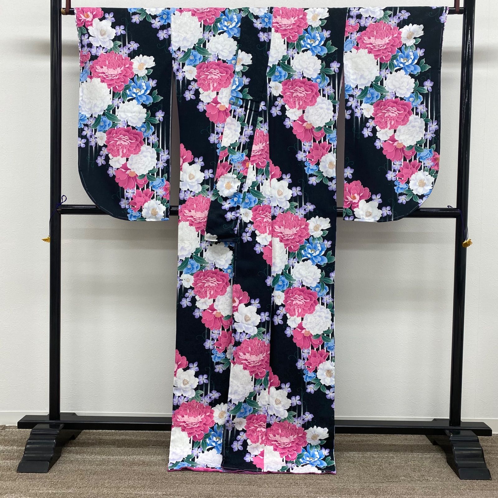 ポリエステル着物 金彩