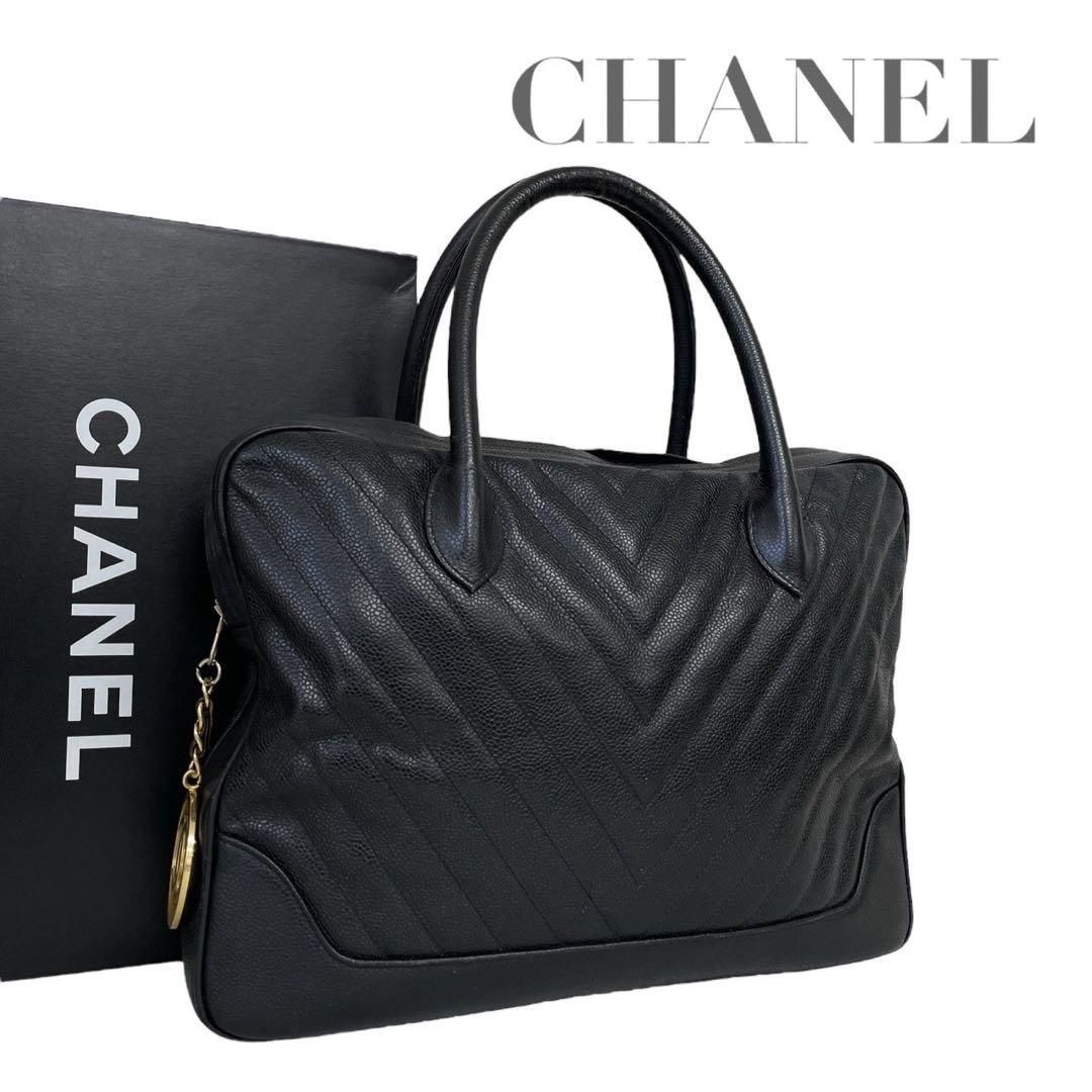 CHANEL / Vステッチ シェブロン ケース キャビアスキン ブラック CHANEL / Vステッチ シェブロン ケース キャビアスキン ブラック