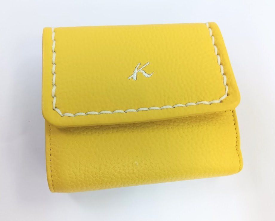 未使用！Kitamura/キタムラ☆レザー・二折財布 イエロー YH0210