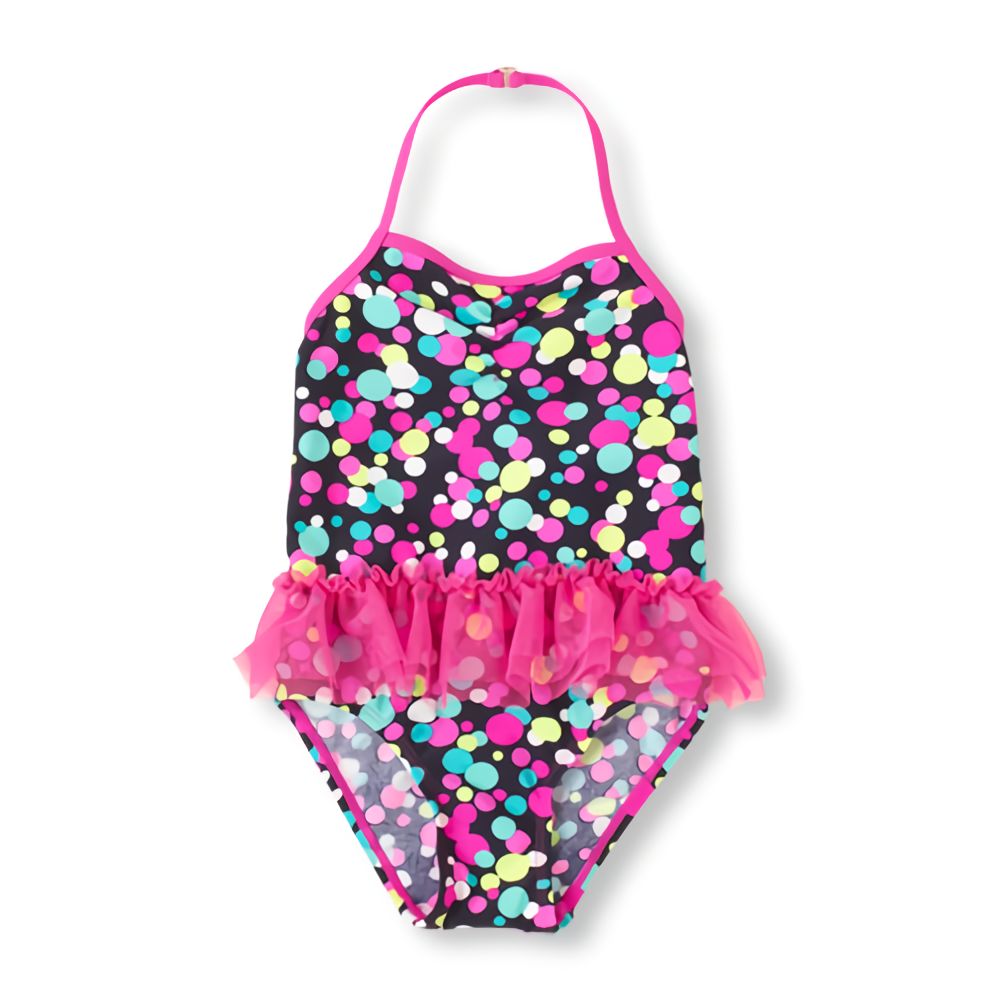 ワンピース水着　チュチュ付きドット