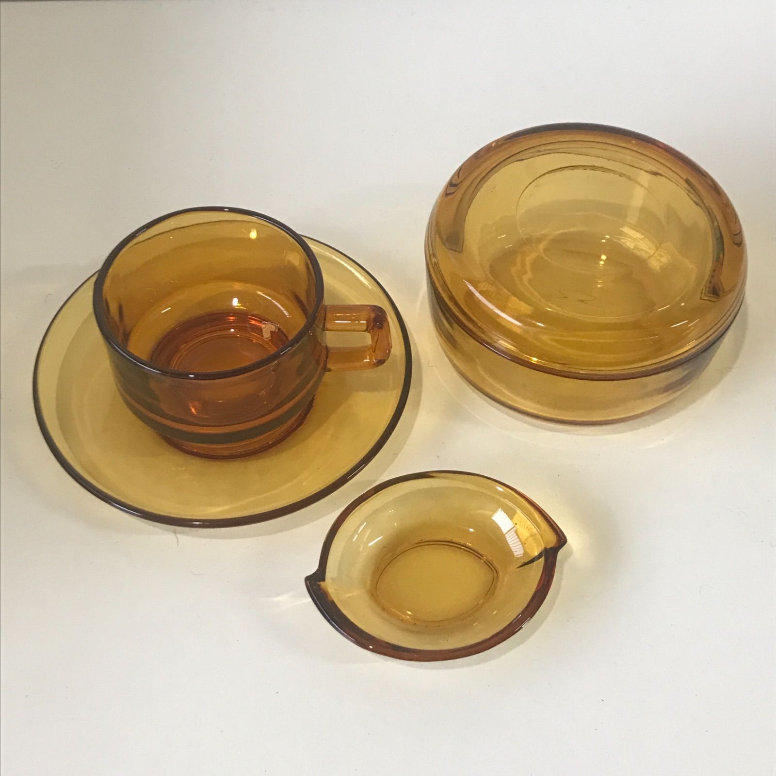 Soga ガラス アンティーク コーヒーカップ 豆皿 蓋物セット