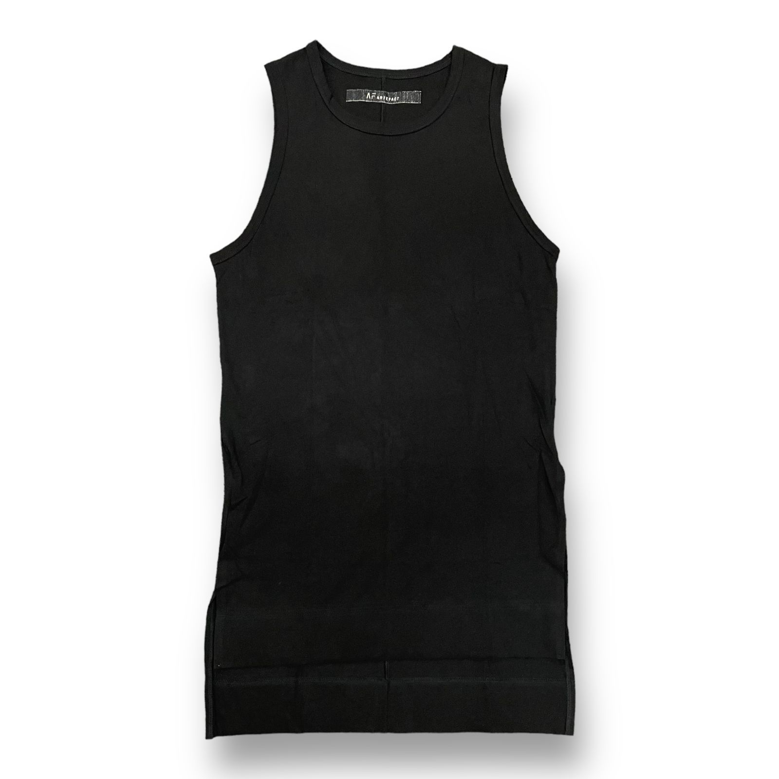 A.F ARTEFACT タンクトップ ブラック A.F ARTEFACT - Side Slit Long Tank Top
