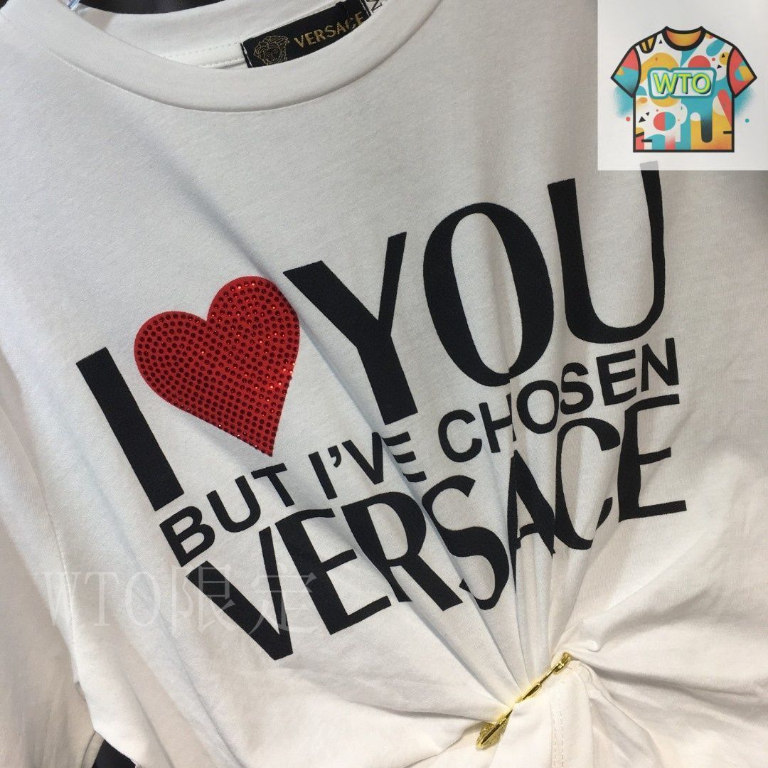 VERSACE 可愛いすぎるヴェルサーチTシャツ I❤️YOU VERSACE 白 今日特価】VERSACE ヴェルサーチ I<!-利用不可文字-!>LOVE YOU