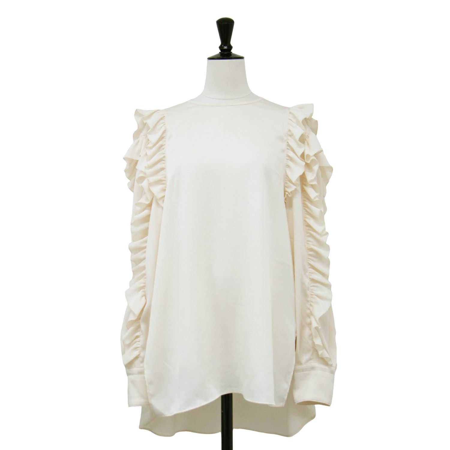 DOMELLE ドメル シャツ ブラウス ラッフルスリーブ 黒 フリル M