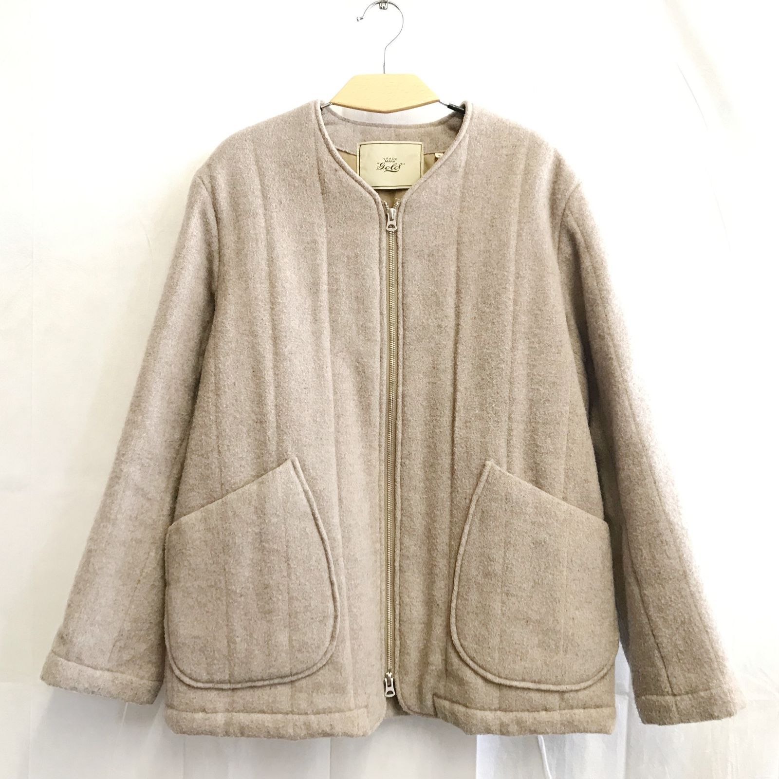 GOLD 東洋エンタープライズ ウールジャケット GL14253 ジップアップ アウター S ベージュ メンズ ファッション