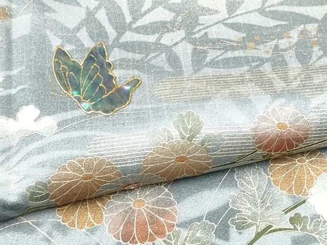 平和屋着物○訪問着 花蝶文 暈し染め 金彩 ロング丈 正絹