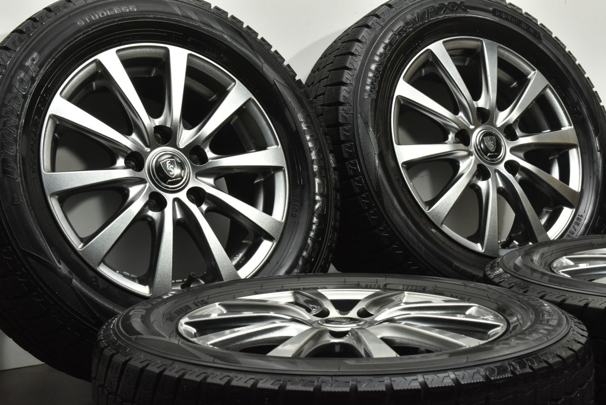 バリ溝 マナレイスポーツ 15in 6J 50 PCD114.3 ダンロップ ウィンターマックス WM02 195|65R15 ノア ヴォクシー ステップワゴン