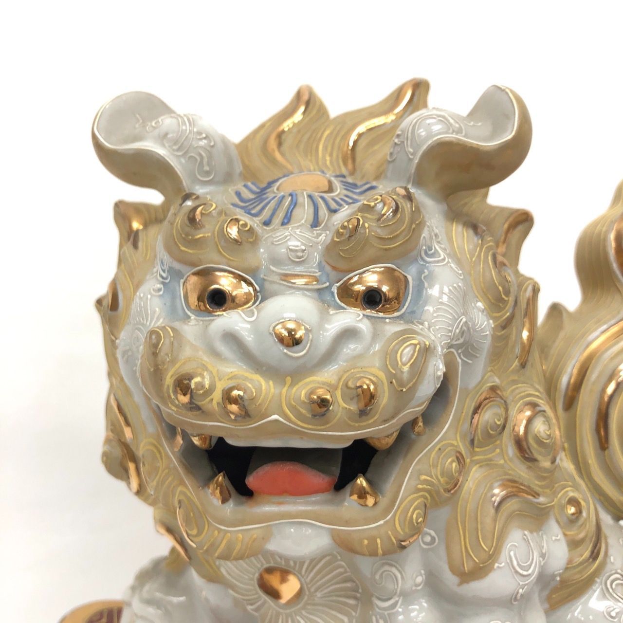 AG7 九谷焼 獅子小槌獅子 打出の小槌 2点 座布団付 美品 縁起物 飾り物 九谷焼 獅子 打出の小槌 厄除け 招福 置物 インテリア 【送料