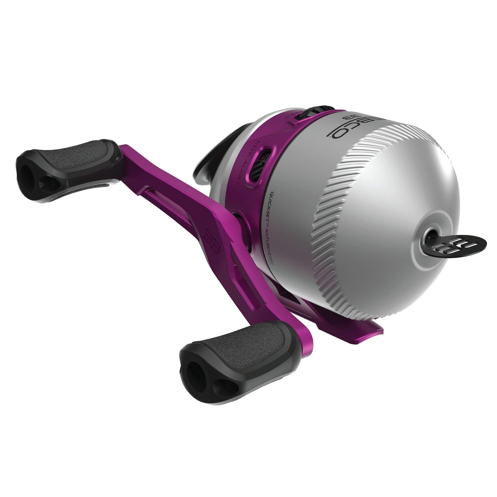 Zebco 33 スピンキャストフィッシングリール サイズ30リール 右利きまたは左利きで変更 バイトアラート内蔵 丈夫な全金属ギア 10ポンドのZebco Cajun 釣り糸 シルバー|ピンク 33 スピンキャスト - シルバー|ピンク
