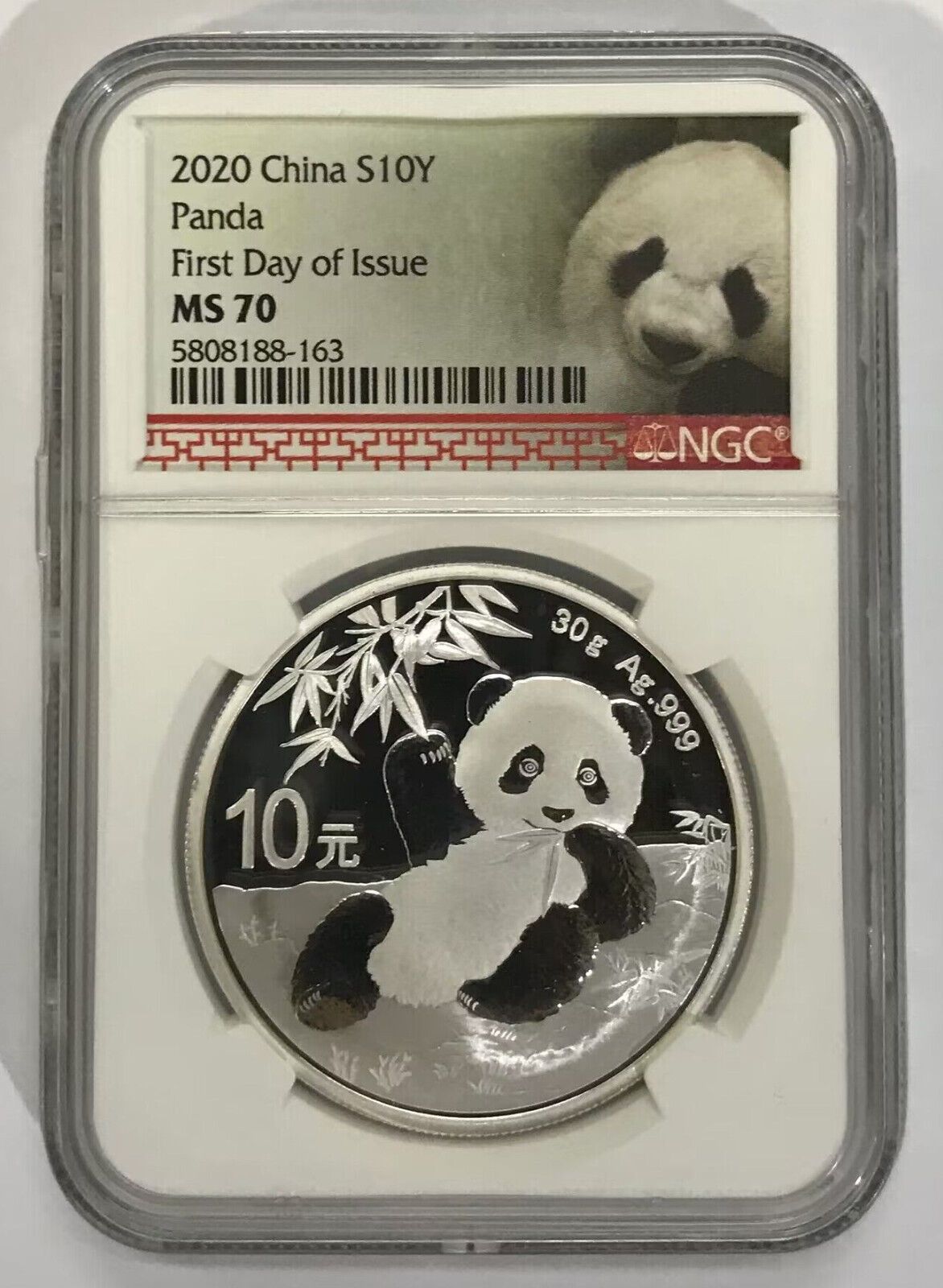 NGC MS70 FDOI China 2020 Panda coin silver 10 yuan 30g
