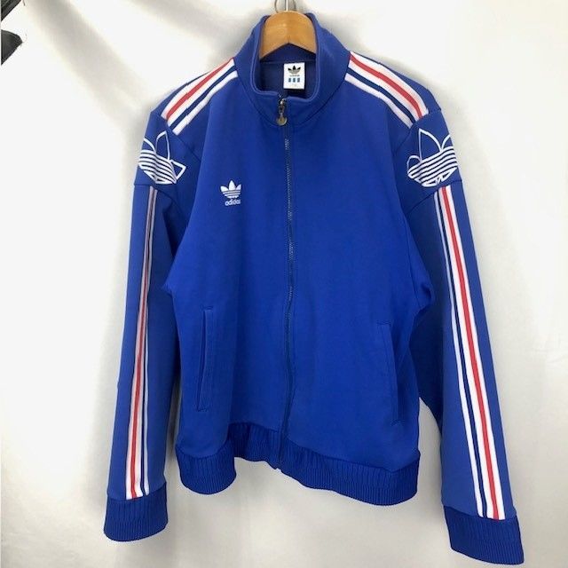 90年代のデサント生産時代のadidas ジャージ Lサイズ 青/赤/白 adidas 90's アディダス トラックジャケット デサント製 XL