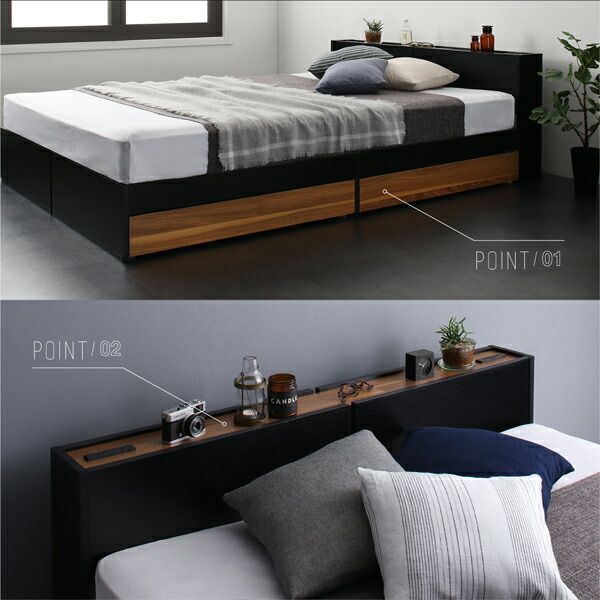 シングルベッド マットレス付き 国産カバーポケットコイル 収納付きベッド シングルベッド マットレス付き 収納付き 国産カバーポケットコイル