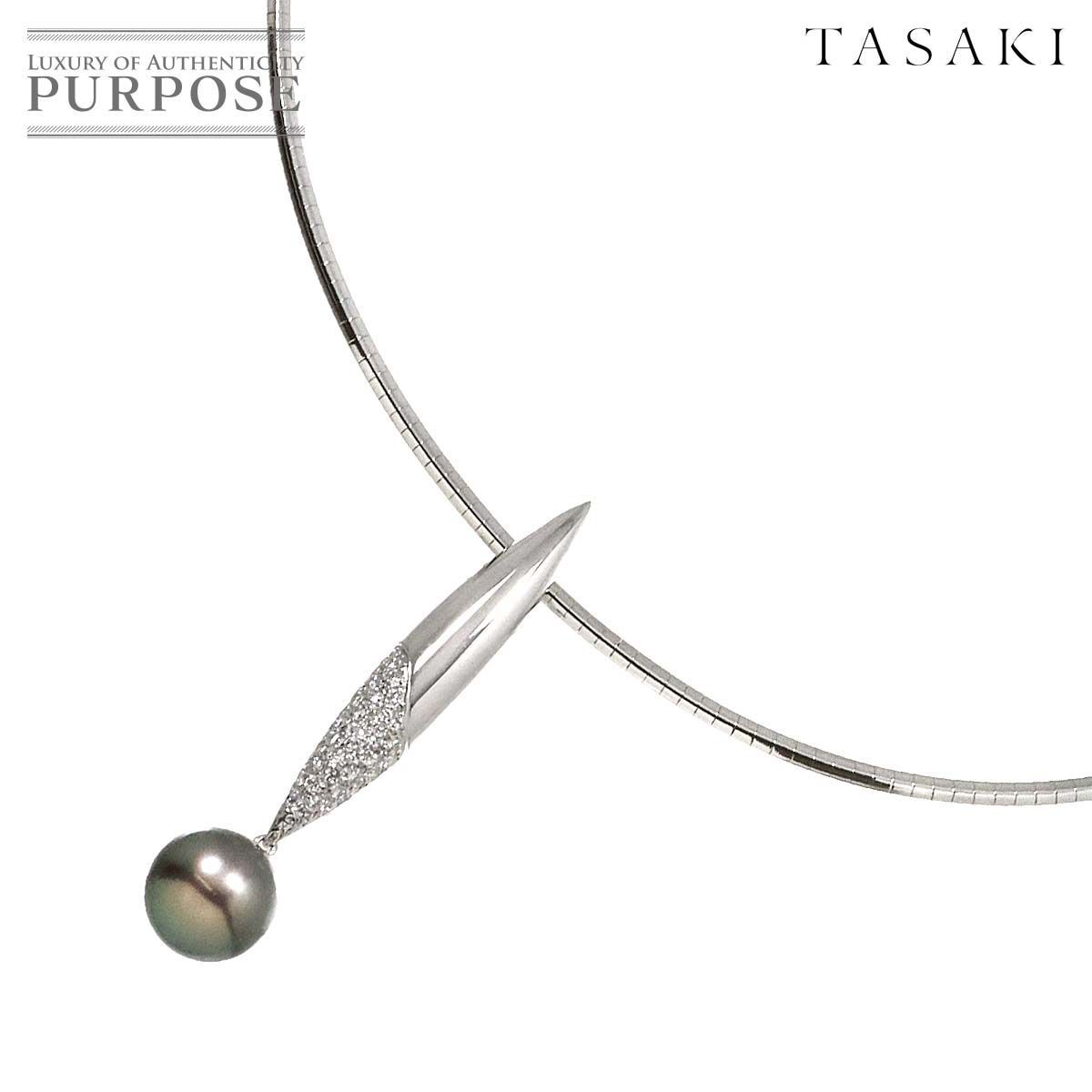 タサキ TASAKI 黒蝶真珠 11.6mm ダイヤ 0.51ct ネックレス 41cm K18 WG