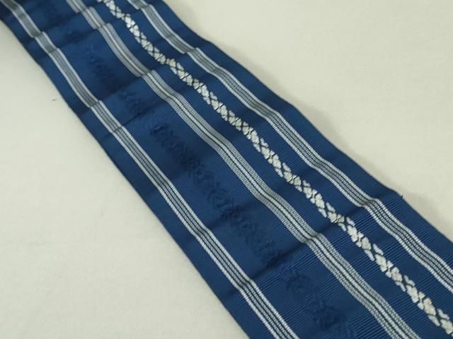 平和屋着物○男性 本場筑前博多織 両面 角帯 献上 鉄紺色 証紙付き  
