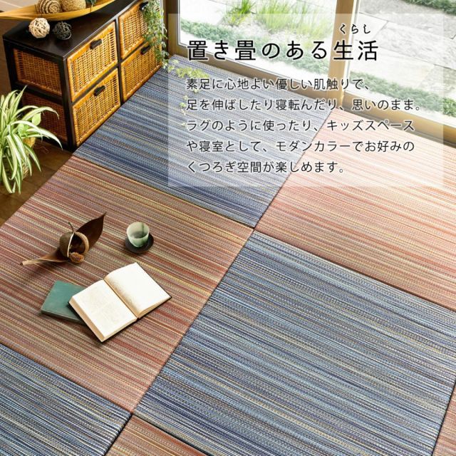 コンパクト 萩原 すき間のできにくい置き畳 倉敷II 同色6枚組 159055071 ブラウン 82×82×2.5cm 軽量 コンパクト 正方形