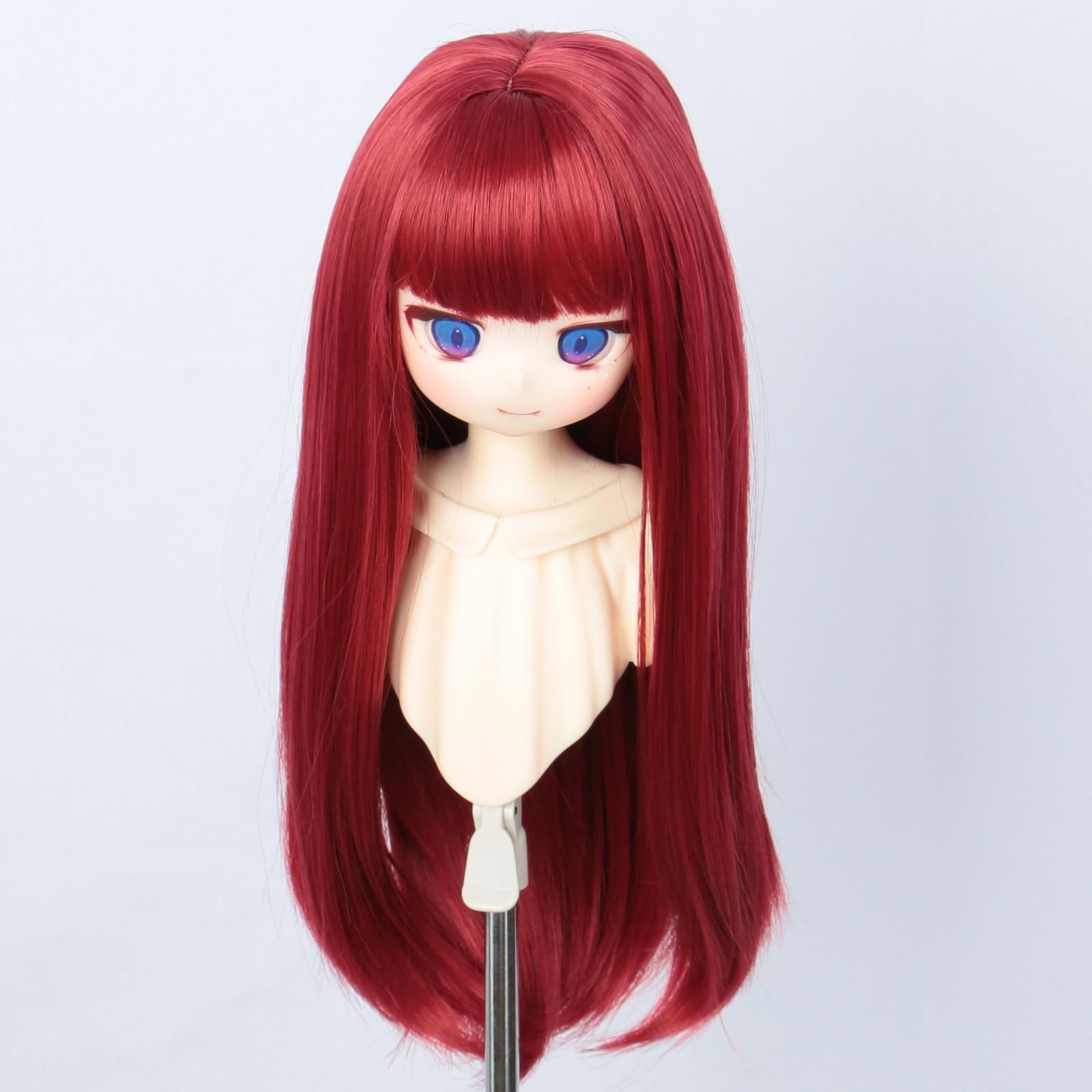 【特価商品】(Red) ストレートのロングヘア ウィッグ ロング 人形用 1/3 8~9inch Linfairy