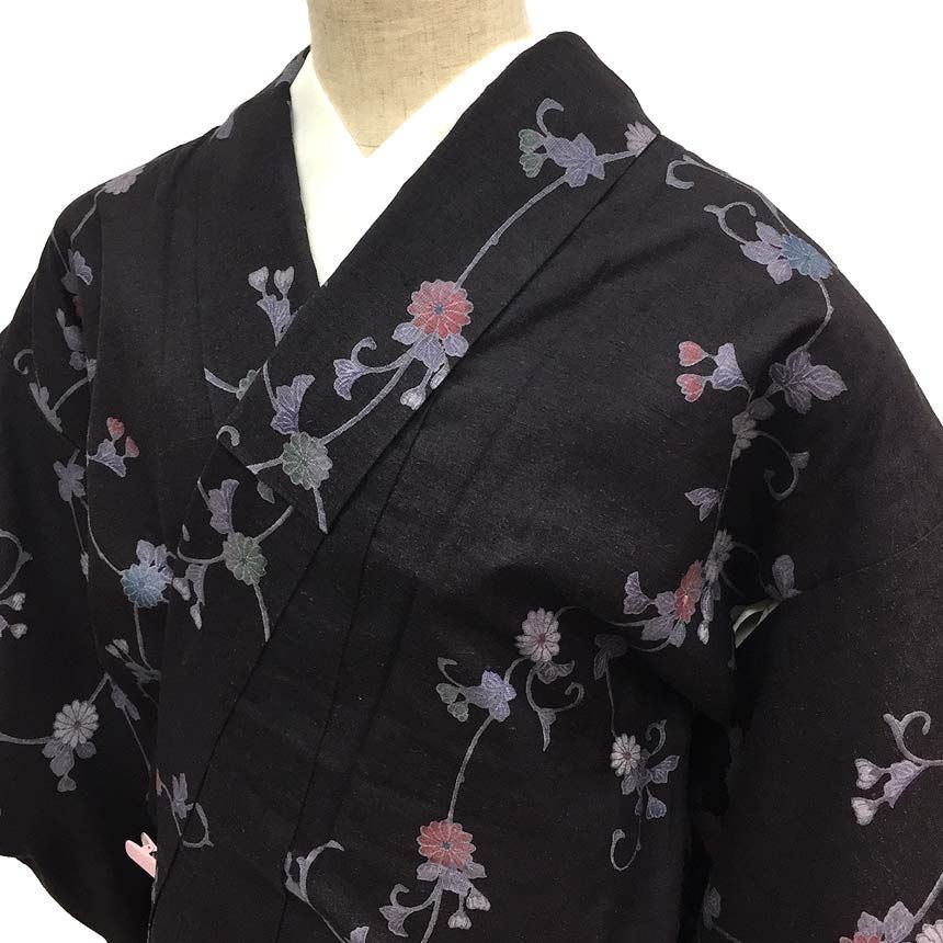 京やH125 特選単衣着物 単衣の時期の紬 ひとえの紬 本草木染 天然