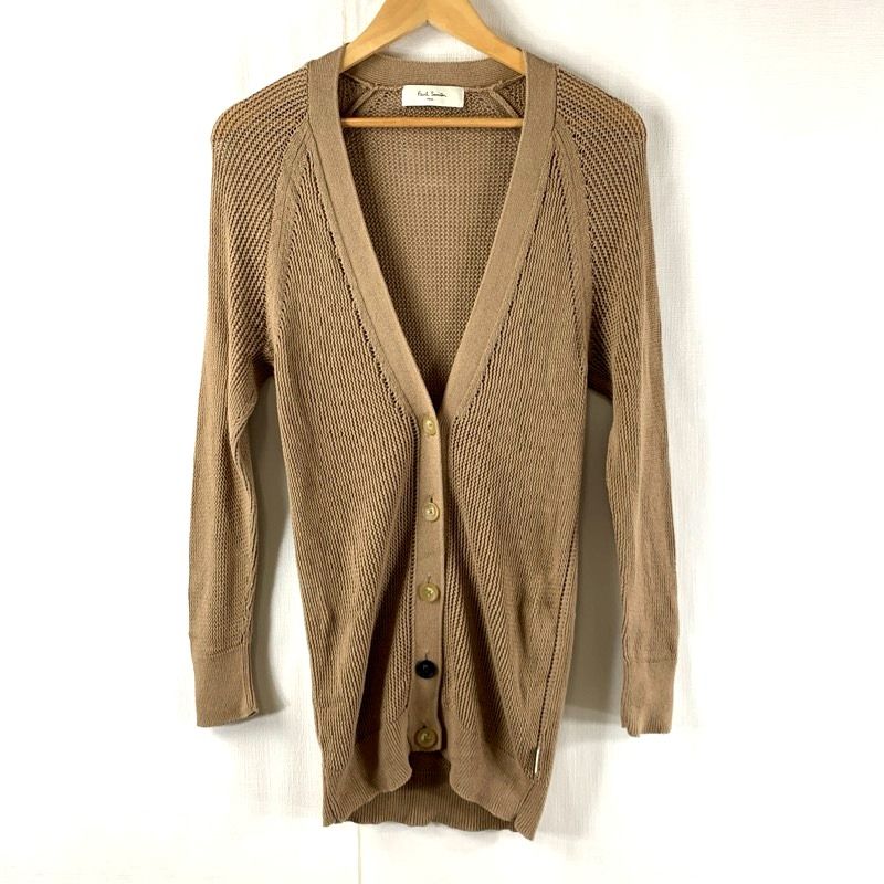 ポールスミス Paul Smith カーディガン 長袖 綿100％ 無地 茶系 Mサイズ 946724
