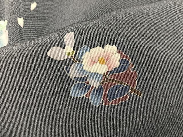 平和屋着物●訪問着　紬地　刺繍　霞吉祥枝花文　金彩　正絹　逸品　CAAV9358ze 平和屋着物○訪問着 紬地 刺繍 霞吉祥枝花文 金彩 正絹