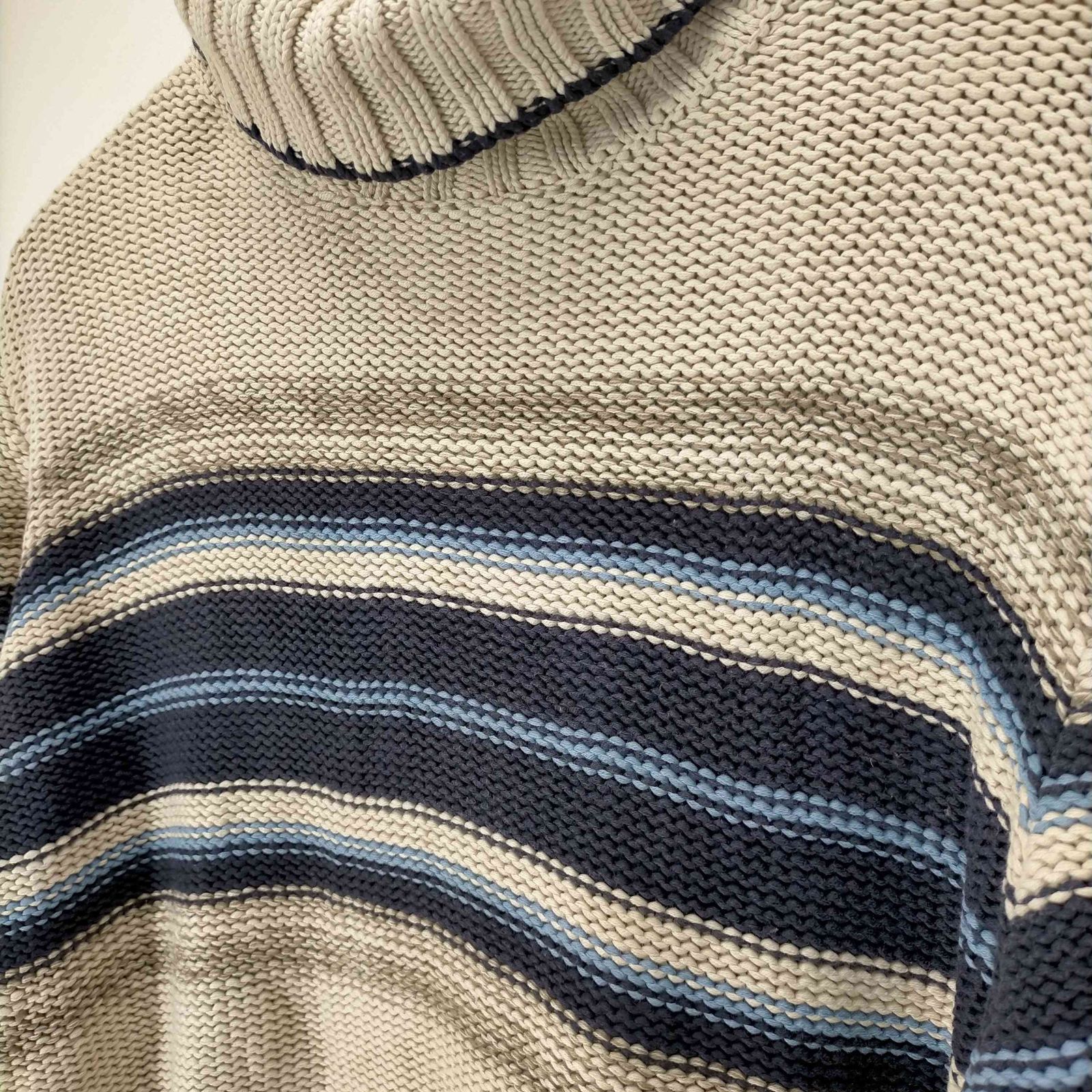 FLATIRONMILLS ハイネック フルジップ 総柄 アクリルニットセーター メンズL /eaa312457