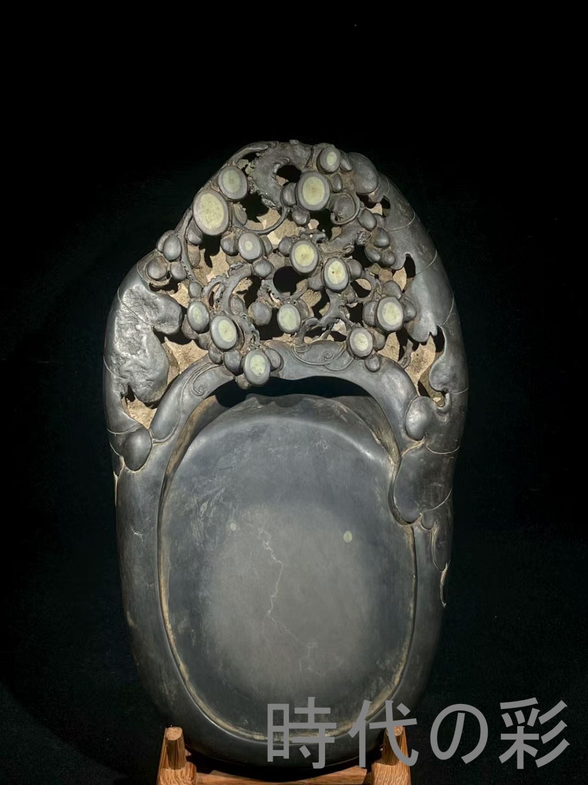 中国古美術 在銘 梅花坑 硯 碩果累累 端硯 古硯 端渓 唐硯 老坑 唐物 すずり 古玩 書道具 書家R07092404