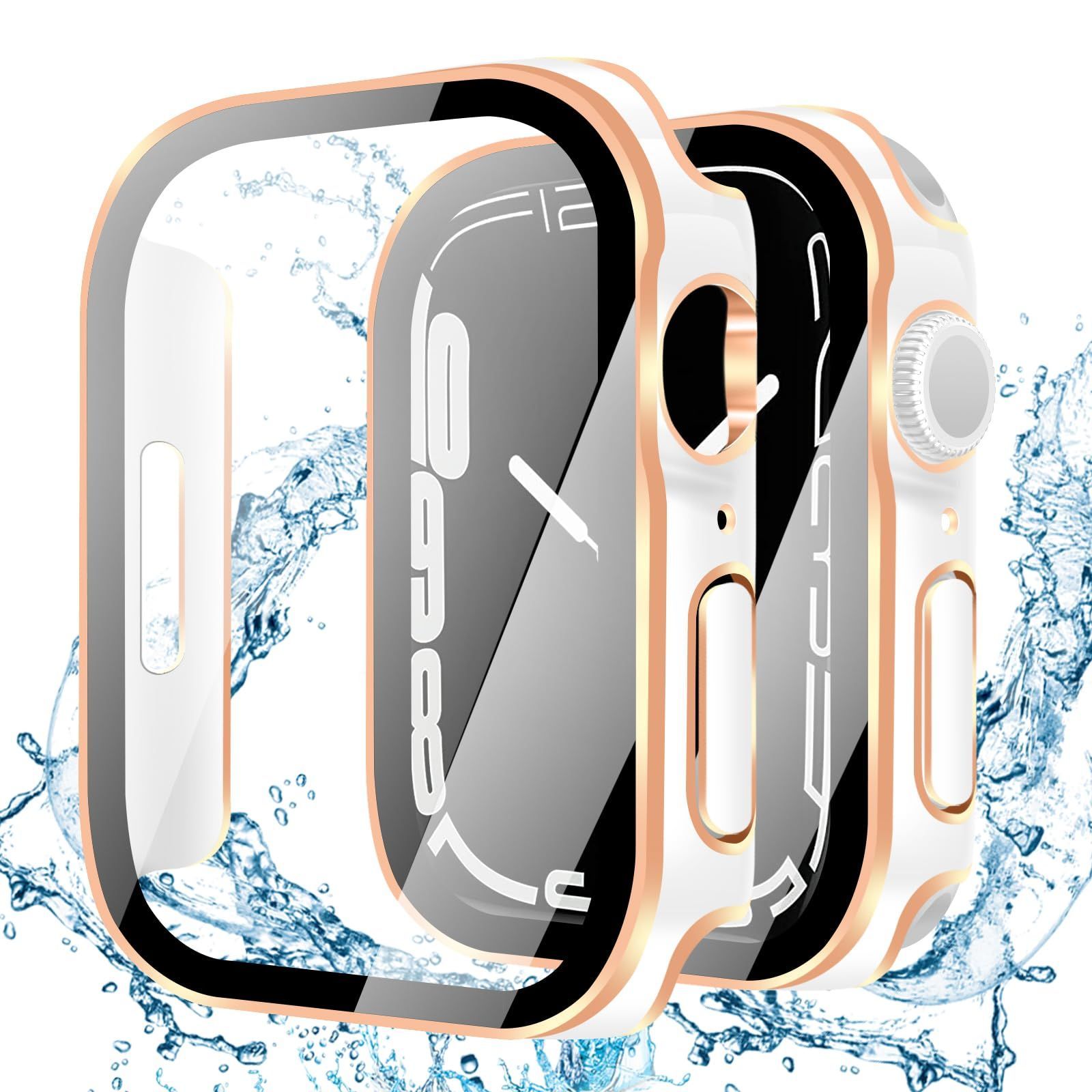 【在庫セール】Watch Watch Watch カバー カバー Apple Apple Apple 二重構造 全面保護 日本旭硝子材 一体型 ガラスフィルム ケース ケース 強化ガラス 光沢式 3D直角エッジデザイン 防水ケース 46mm 46mm 