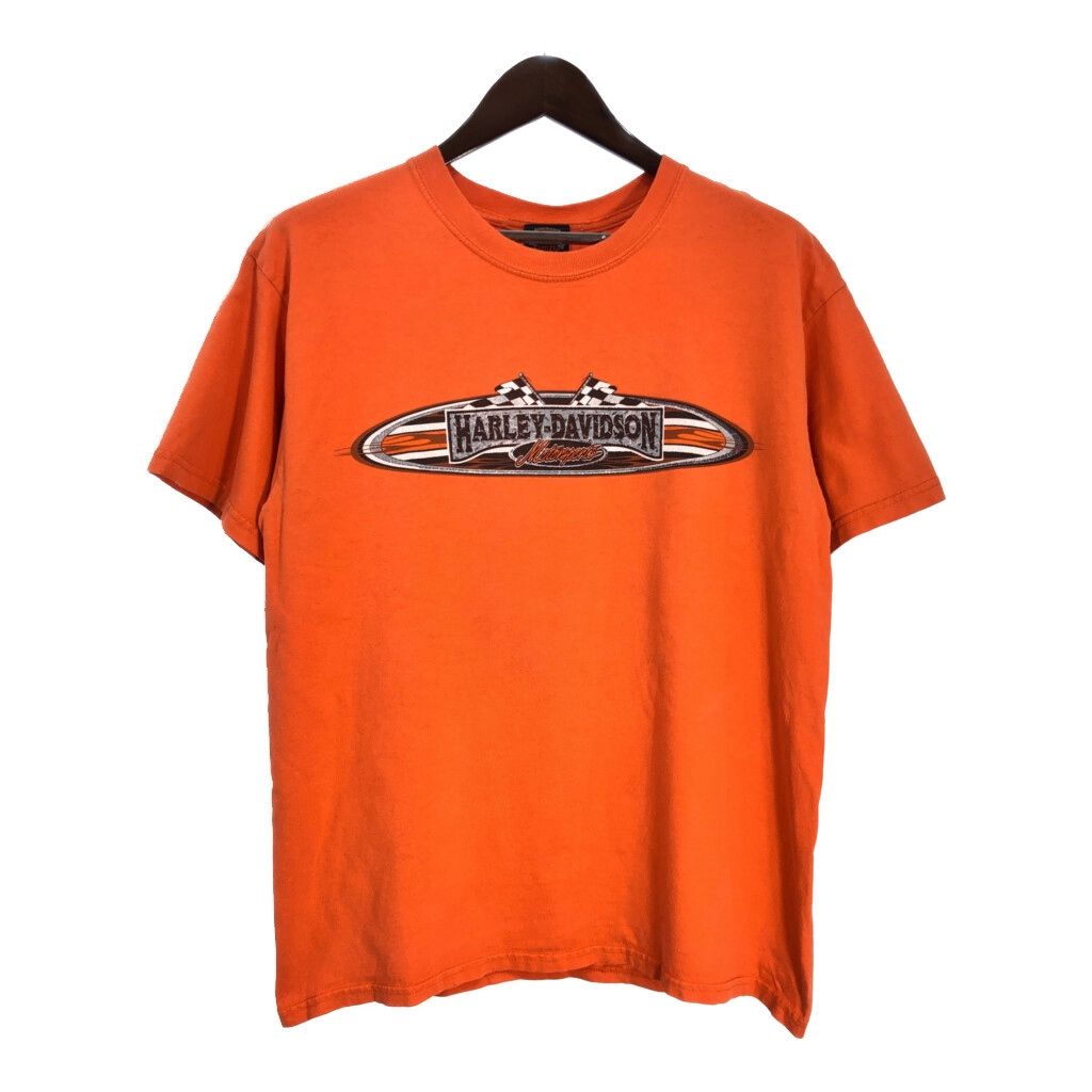 HARLEY DAVIDSON ハーレーダビッドソン 半袖Ｔシャツ モーターサイクル オレンジ メンズ L 古着 U0586
