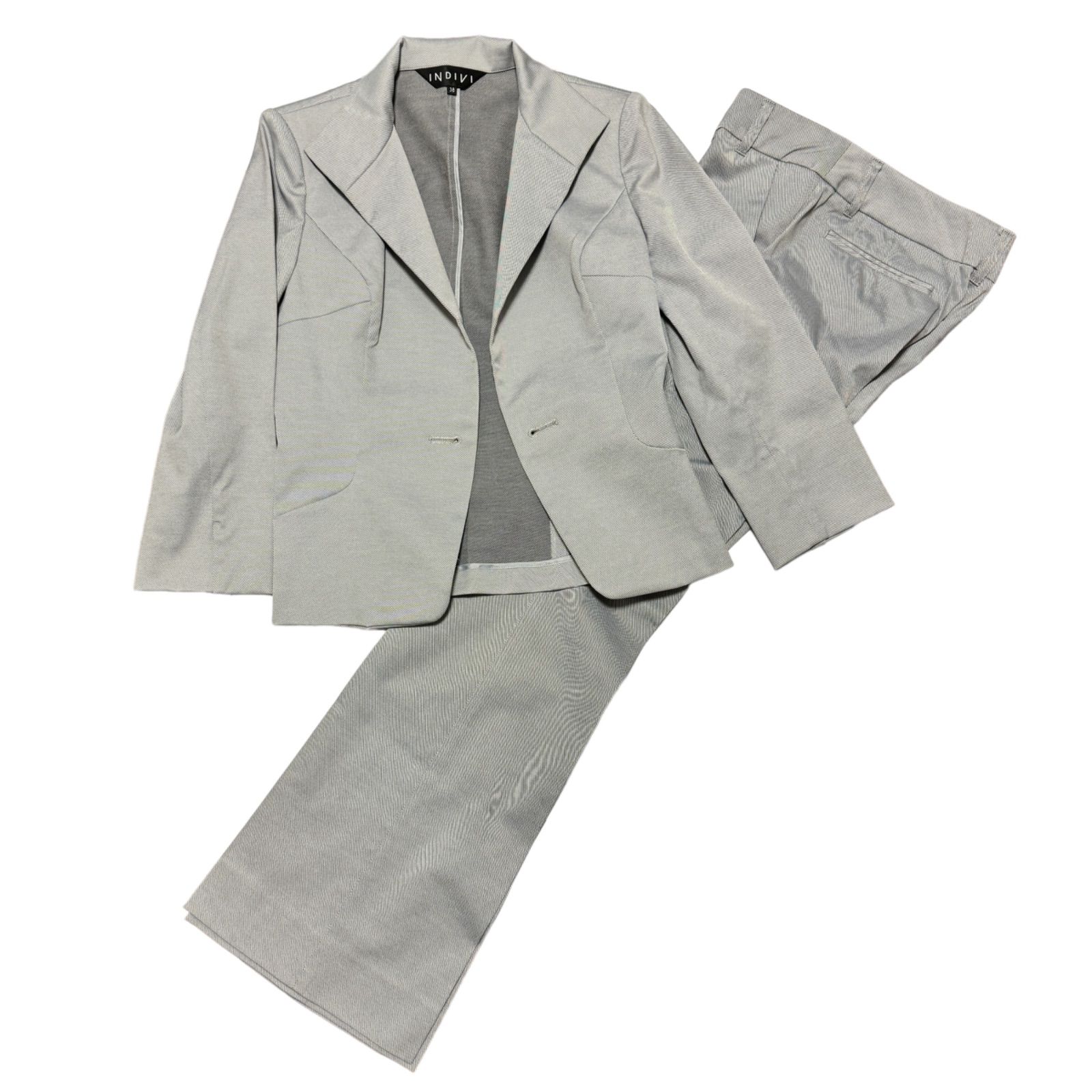 大きいサイズ12♡ INDIVI パンツスーツ セットアップ グレージュ